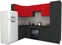 Готовая кухня ВерсоМебель Эко-8 1.2x2.7 левая (красный чили/антрацит/ст.луна) - 