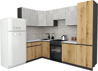 Кухонный гарнитур ВерсоМебель Эко-8 1.4x2.7 левая (бетонный камень/дуб эвок прибрежный/ст.альберика) - 