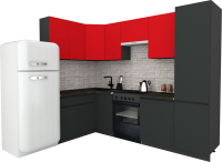 Кухонный гарнитур ВерсоМебель Эко-8 1.4x2.7 левая (красный чили/антрацит/ст.луна) - 