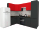 Готовая кухня ВерсоМебель Эко-8 1.4x2.7 левая (красный чили/антрацит/ст.луна) - 