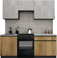 Кухонный гарнитур ВерсоМебель Эко-8 2.0 (бетонный камень/дуб эвок прибрежный/ст.альберика) - 