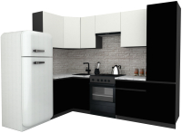 Готовая кухня ВерсоМебель Эко-8 1.2x2.7 левая (белый фасадный/черный/ст.мрамор итальянский) - 