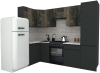 Кухонный гарнитур ВерсоМебель Эко-8 1.2x2.7 левая (дуб гранж колониальный/антрацит/ст.мрамор итальянский) - 