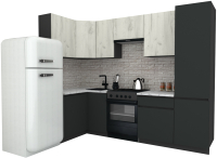 Готовая кухня ВерсоМебель Эко-8 1.2x2.7 левая (дуб крафт белый/антрацит/ст.мрамор итальянский) - 