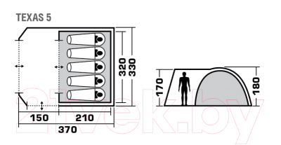 Палатка Trek Planet Texas 5 / 70119 (синий/красный)