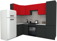 Кухонный гарнитур ВерсоМебель Эко-8 1.2x2.7 левая (красный чили/антрацит/ст.мрамор итальянский) - 