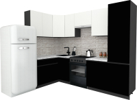 Готовая кухня ВерсоМебель Эко-8 1.4x2.7 левая (белый фасадный/черный/ст.мрамор итальянский) - 