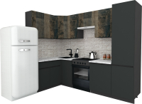 Кухонный гарнитур ВерсоМебель Эко-8 1.4x2.7 левая (дуб гранж колониальный/антрацит/ст.мрамор итальянский) - 