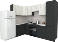 Кухонный гарнитур ВерсоМебель Эко-8 1.4x2.7 левая (дуб крафт белый/антрацит/ст.мрамор итальянский) - 