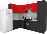 Готовая кухня ВерсоМебель Эко-8 1.4x2.7 левая (красный чили/антрацит/ст.мрамор итальянский) - 