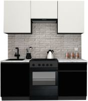 Кухонный гарнитур ВерсоМебель Эко-8 1.8 (белый фасадный/черный/ст.мрамор итальянский) - 