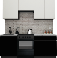 Готовая кухня ВерсоМебель Эко-8 2.0 (белый фасадный/черный/ст.мрамор итальянский) - 
