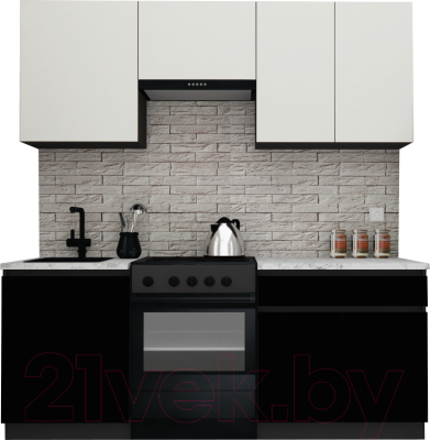 Готовая кухня ВерсоМебель Эко-8 2.0 (белый фасадный/черный/ст.мрамор итальянский)