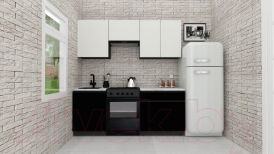 Готовая кухня ВерсоМебель Эко-8 2.0 (белый фасадный/черный/ст.мрамор итальянский)