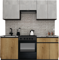 Кухонный гарнитур ВерсоМебель Эко-8 2.0 (бетонный камень/дуб эвок прибрежный/ст.мрамор итальянский) - 