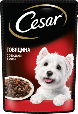Влажный корм для собак Cesar Говядина с овощами в соусе (85г)