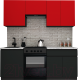 Кухонный гарнитур ВерсоМебель Эко-8 2.0 (красный чили/антрацит/ст.мрамор итальянский) - 