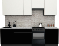 Готовая кухня ВерсоМебель Эко-8 2.6 (белый фасадный/черный/ст.мрамор итальянский) - 