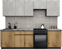 Готовая кухня ВерсоМебель Эко-8 2.6 (бетонный камень/дуб эвок прибрежный/ст.мрамор итальянский) - 