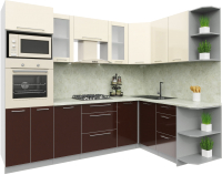 

Готовая кухня Интерлиния, Мила Пластик 1.68x2.6 правая