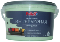 Краска Palizh Акриловая интерьерная моющаяся (3.7кг, зеленый чай) - 