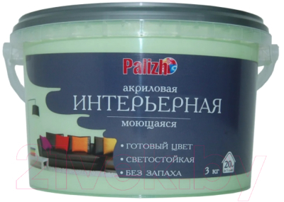 Краска Palizh Акриловая интерьерная моющаяся (3.7кг, зеленый чай)