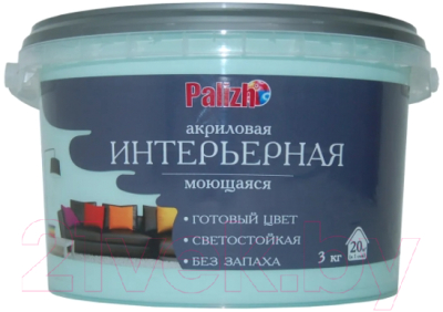 Краска Palizh Акриловая интерьерная моющаяся (3.7кг, мята)