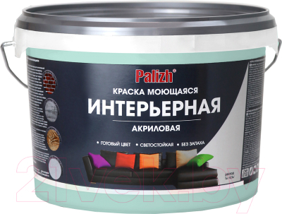 Краска Palizh Акриловая интерьерная моющаяся (3.7кг, мята)