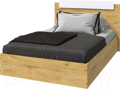Односпальная кровать МебельЭра Эко 900 (дуб вотан/белый гладкий)