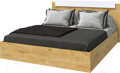 Полуторная кровать МебельЭра Эко 1400 (дуб вотан/белый гладкий)