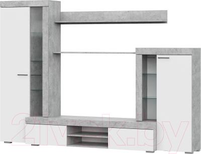 Стенка SV-мебель МГС 5 (цемент светлый/белый)