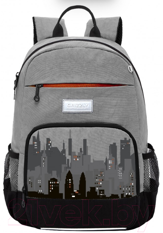 Школьный рюкзак Grizzly RB-255-1 (серый/черный)