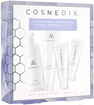 Набор косметики для лица Cosmedix Cleansing Clarifying EU KIT для жирной кожи склонной к акне  (60мл+15мл+30г+15мл)