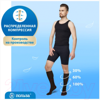 Изображение товара Гольфы компрессионные Польза 3002 ниже колена 1 кл.к. (р.3 (M), рост2, черный)