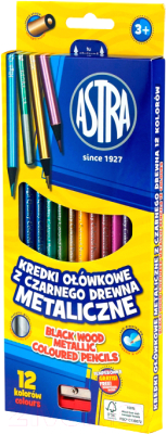 Набор цветных карандашей Astra Black Wood Metallic / 312114002 (12цв)