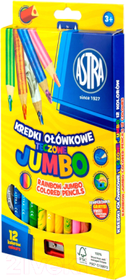 Набор цветных карандашей Astra Jumbo Rainbow / 312118002 (12цв)