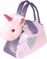 Мягкая игрушка Fluffy Family Единорог в сумочке с пайетками / 681687 - 