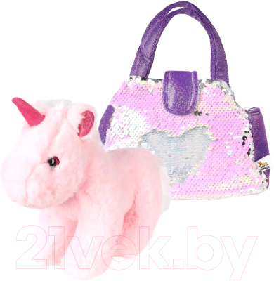 Мягкая игрушка Fluffy Family Единорог в сумочке с пайетками / 681687