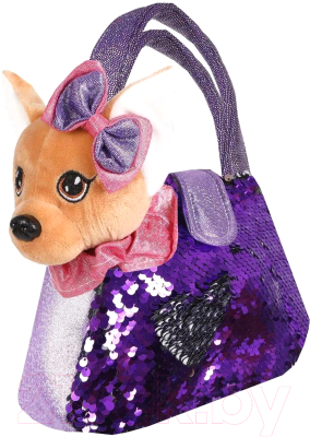 Мягкая игрушка Fluffy Family Щенок в сумочке с пайетками / 681689