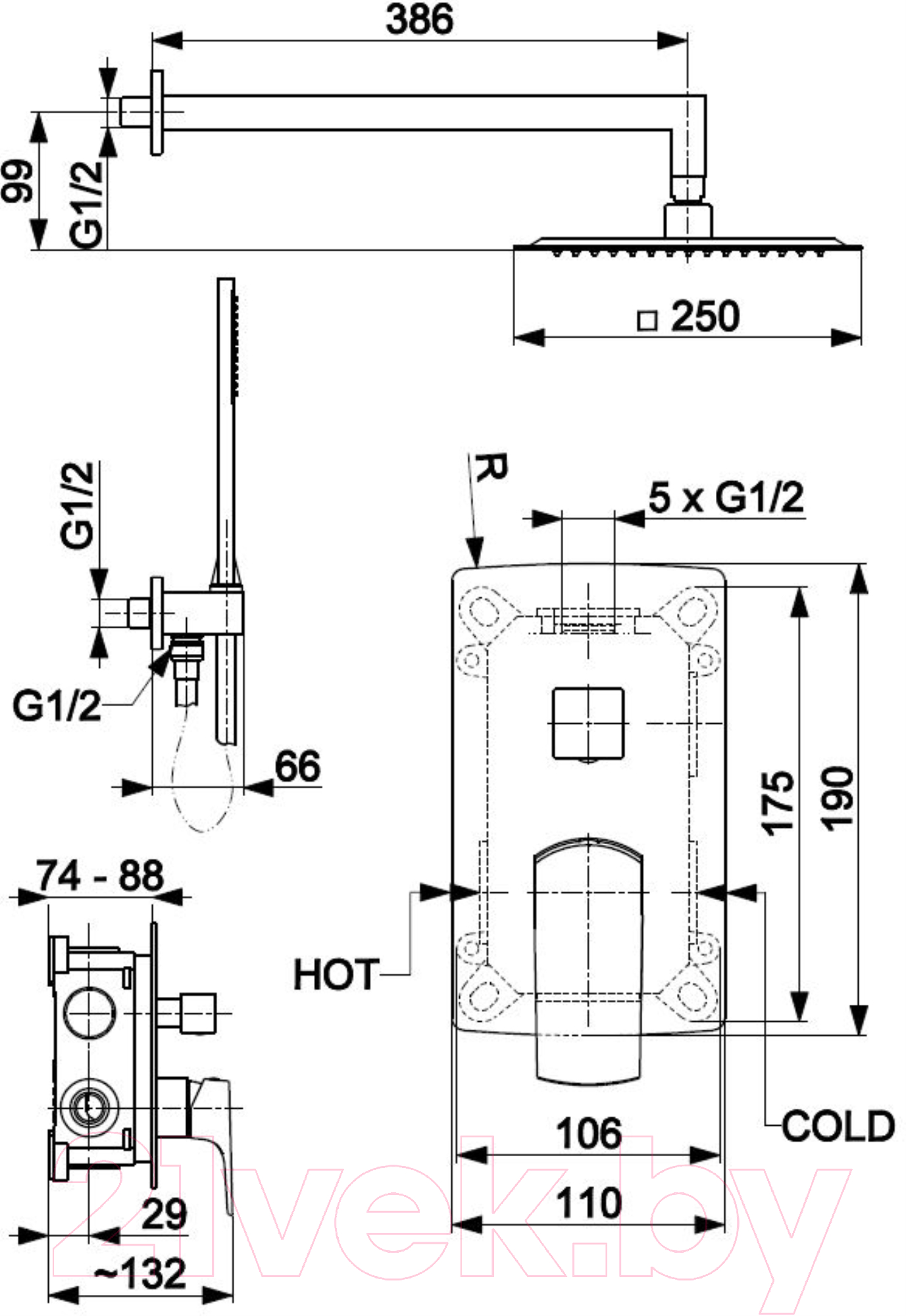 Душевая система Armatura Mokait 5539-511-00