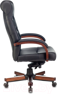 Кресло офисное Бюрократ T-9928WALNUT (черный кожа/дерево)