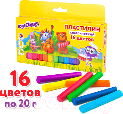 Изображение товара Пластилин Юнландия Юнландик-музыкант / 105030 (16цв)