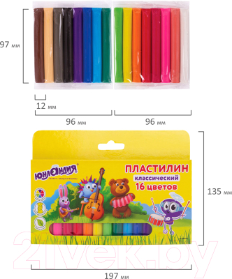 Изображение товара Пластилин Юнландия Юнландик-музыкант / 105030 (16цв)