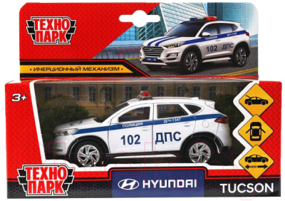 Автомобиль игрушечный Технопарк Hyundai Tucson Полиция / TUCSON-12POL-WH