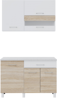 Кухонный гарнитур Горизонт Мебель Trend 1200 (белый/сонома/белый) - 