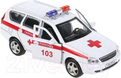Автомобиль игрушечный Технопарк Lada Priora Скорая Помощь / PRIORAWAG-12AMB-WH