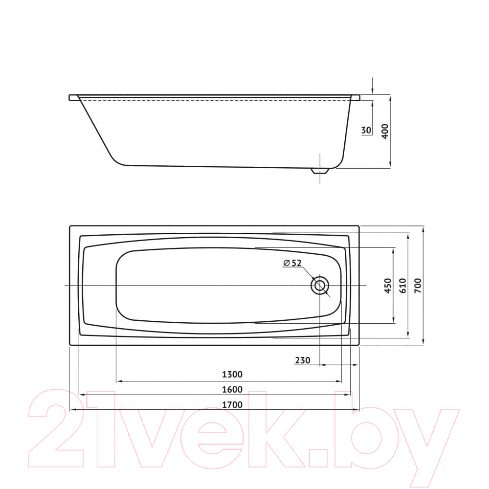 Ванна акриловая Berges Feya 170x70 / 050012