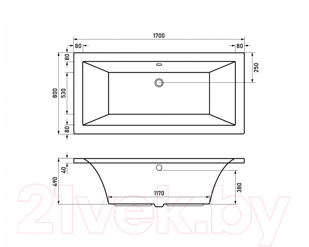 Ванна акриловая Berges Tari 170x80 / 050028