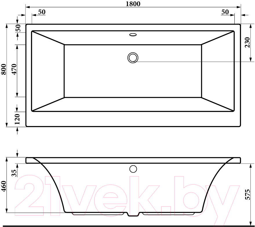 Ванна акриловая Berges Tari 180x80 / 050029