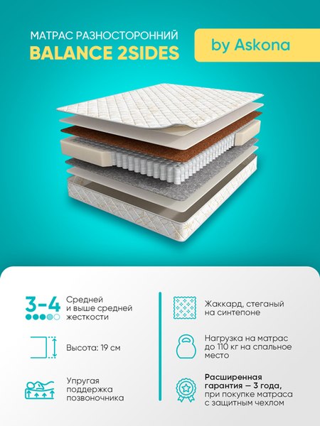 Купить Матрас Askona Balance 2Sides 160x200 в Барановичах